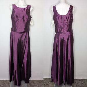 NWT Michaelangelo purple two piece sleeveless maxi skirt evening wear set 12/14